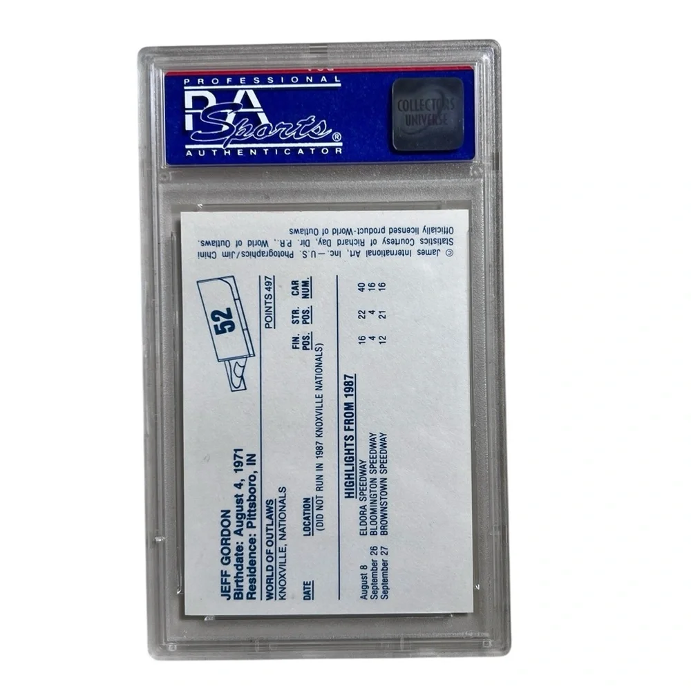 1987 World of Outlaws Jeff Gordon Rookie Card #52‎ PSA 9 MINT – NASCAR Racing